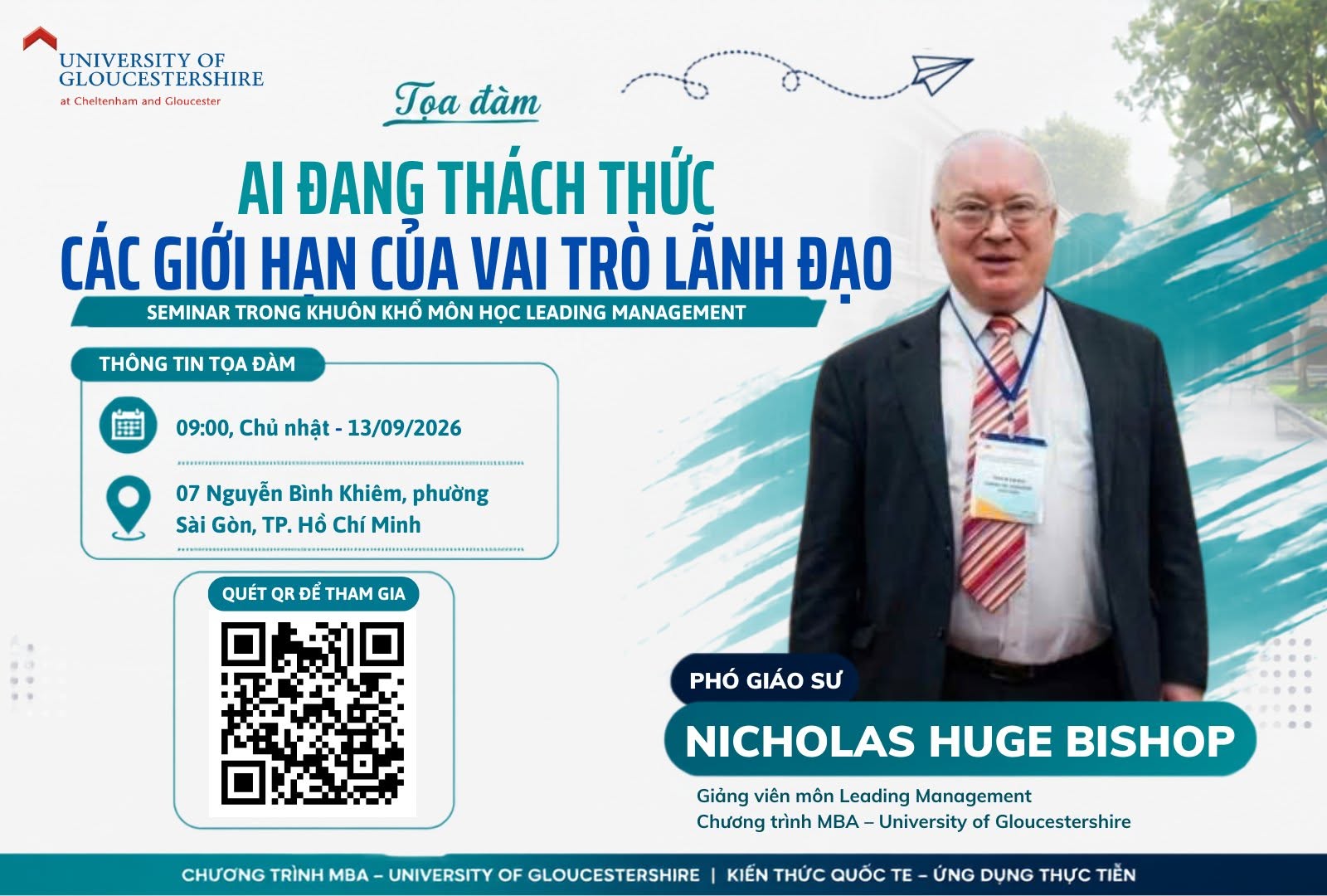 Tọa đàm MBA University of Gloucestershire Định vị lại vai trò lãnh đạo trong kỷ nguyên AI